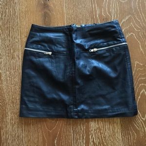 Faux leather black mini skirt